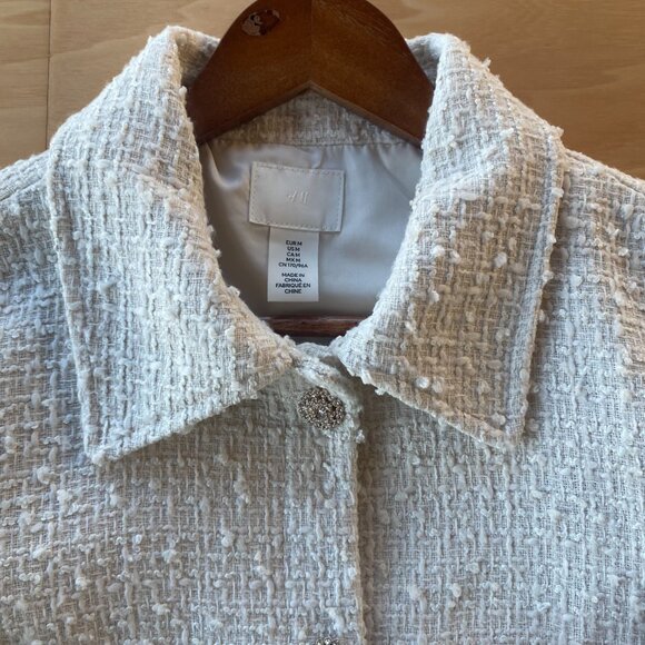 H&M Cropped Tweed Jacket Women NWOT - Picture 2 of 7